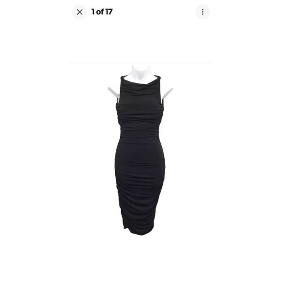 Cache black bodycon ruched dress, euc, sz.2 - Picture 1 of 8